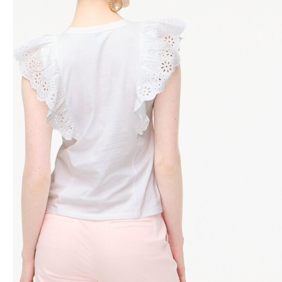 J Crew Ruffle-sleeve Eyelet Top - Picture 2 of 4